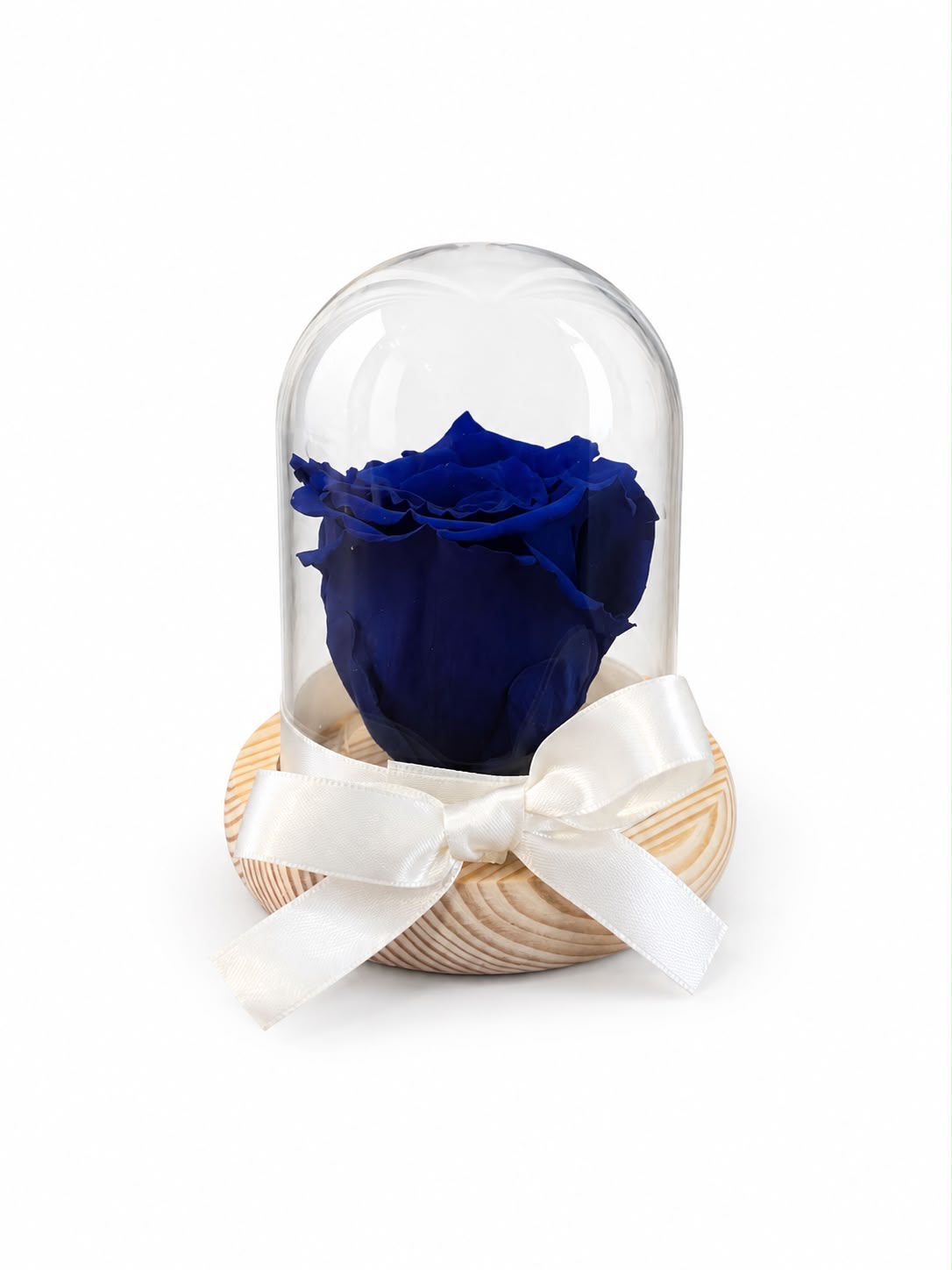Rosa Preservada Azul en Madera