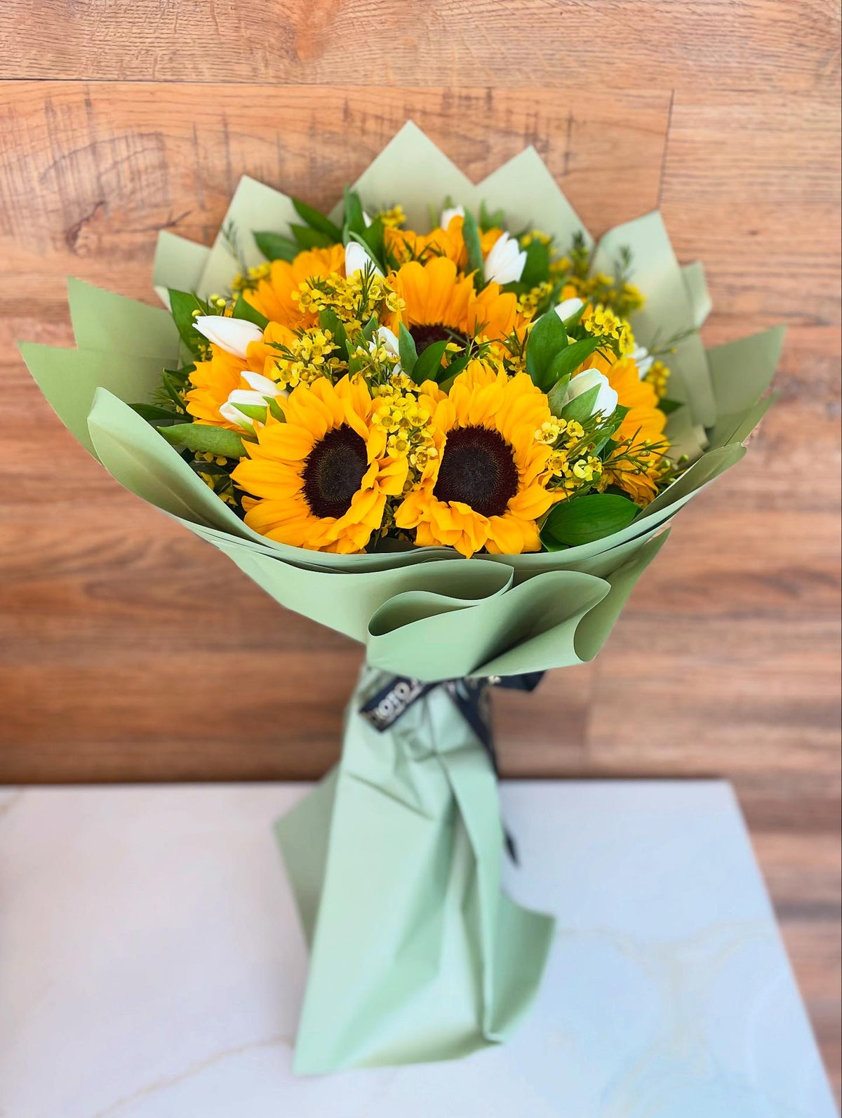Tulips with sunflowers