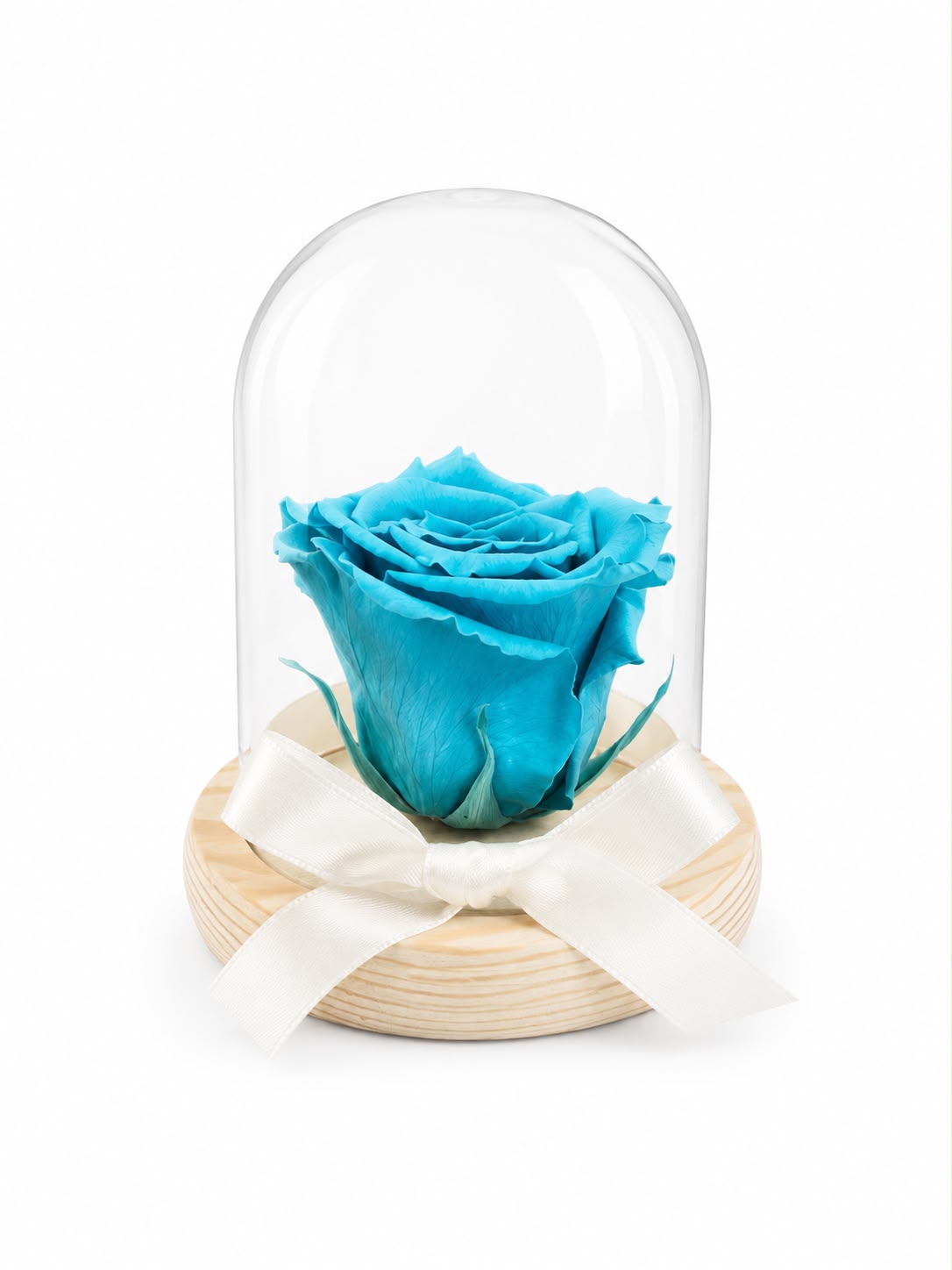 Rosa Preservada Azul Claro en Madera