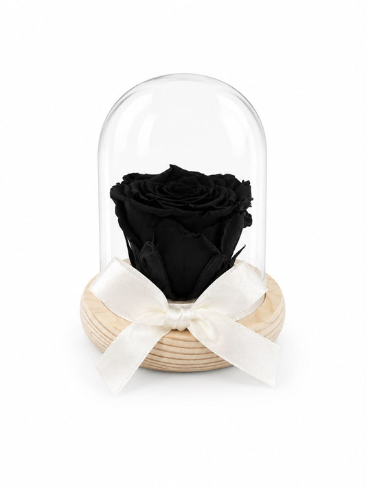 Rosa Preservada Negra en Madera